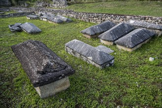 Sarcophagi among remains of the 5th century Early Christianity