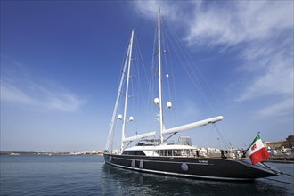 Luxury sailing yacht Seven in harbour