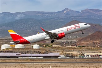 An Airbus A321neo aircraft of Iberia Express with registration number EC-NST at Tenerife Airport