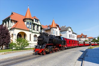 Steam train of the Baederbahn Molli railway Steam locomotive in Bad Doberan