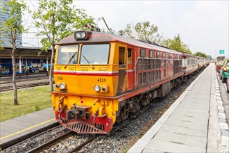 Passenger train railway at Bang Sue station in Bangkok