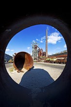 View from a slag ladle onto the blast furnace of the Henrichshuette