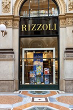 Shop window of the luxury shop Rizzoli in Galleria Vittorio Emanuele II