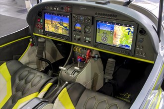 Modern pilot instrument panels with displays in the cockpit