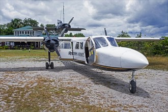 Britten-Norman Trislander aircraft from Roraima Airways at the Kaieteur International Airport in the Kaieteur National Park