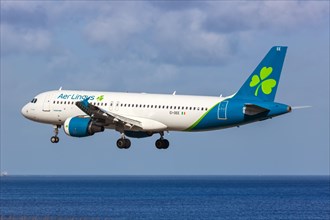 An Aer Lingus Airbus A320 aircraft with registration EI-DEE at Lanzarote Airport