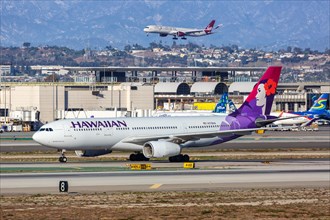 A Hawaiian Airlines Airbus A330-200 with registration N378HA at Los Angeles Airport
