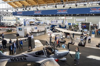 Aircraft from various manufacturers on display at the AERO Friedrichshafen 2023 international trade fair for general aviation