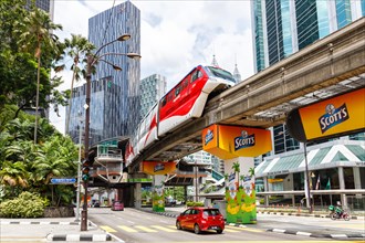 Monorail monorail at Raja Chulan public transport stop in Kuala Lumpur