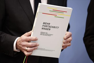 Close-up of the coalition agreement of the traffic light coalition. Berlin