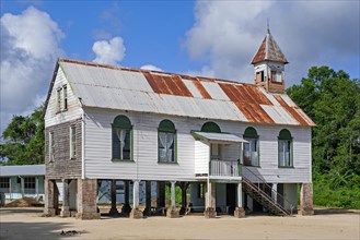 Wooden church build on stilts in the town Totness