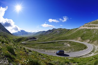 Motorhome driving on the Campo Imperatore pass road