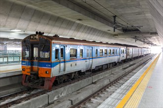 Passenger train of the local railway at Bang Sue Grand Station in Bangkok