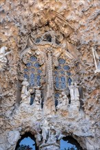 Artfully decorated windows with figures of saints