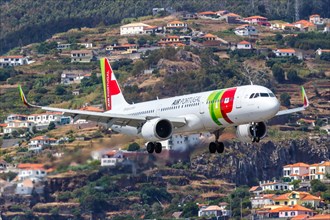 An Airbus A321neo aircraft of TAP Air Portugal with registration CS-TJM at Madeira Airport