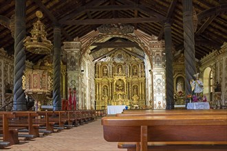 Interior of the Jesuit Mission church of San Jose de Chiquitos