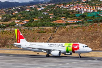An Airbus A320 aircraft of TAP Air Portugal with registration CS-TNX at Madeira Airport