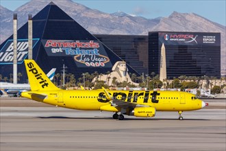 An Airbus A320 aircraft of Spirit Airlines with registration number N624NK at Las Vegas Airport