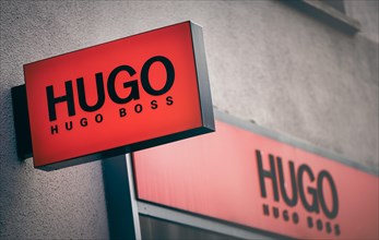 The logo of the fashion company Hugo Boss