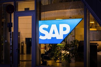 A logo of the SAP company is seen in a branch office in Berlin