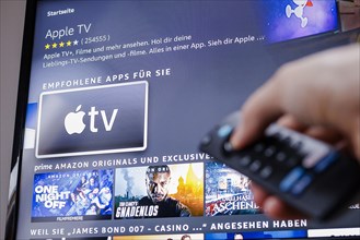 Symbolic photo: The logo of the streaming service AppleTV can be seen on a television. Berlin