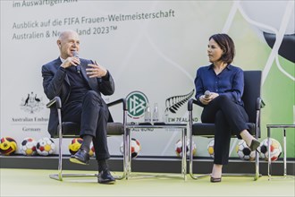 (L-R) Bernd Neuendorf, President of the German Football Association (DFB), and Annalena Baerbock