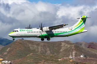 An ATR 72-500 aircraft of Binter Canarias with registration number EC-LAD at Tenerife Airport