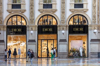 Shop window of the luxury shop Dior in the Galleria Vittorio Emanuele II