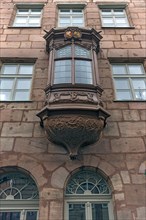 Historic oriel on a residential building in the old town