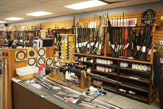 Outdoor shop sells rapid-fire weapons