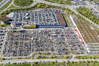 Aerial view of the flea market at Ikea in Moorfleet
