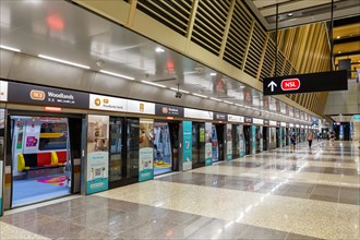 Metro Singapore underground at the Woodlands underground station on the Thomson East Coast Line in Singapore
