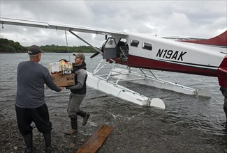 Supplies for the Katmai Wilderness Lodge are delivered by floatplane