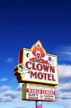 Clown Motel advertising sign