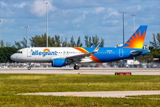 An Allegiant Airbus A320 aircraft with registration N253NV at West Palm Beach Airport