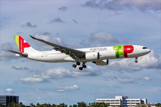 A TAP Air Portugal Airbus A330-900neo with registration CS-TUD at Miami Airport