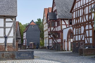Street with historic half-timbered houses