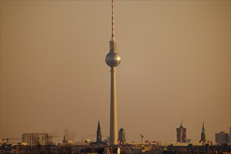 View of the Berlin TV Tower in the evening light from the north. Berlin