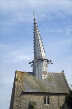 The chapel Chapelle de Saint-Gonery with its crooked spire at Plougrescant