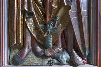 Detail of George with the Dragon in the late Gothic winged altar by Michael Wolgemut