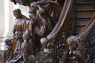 Pulpit detail of the St Aubin's Cathedral at Namur