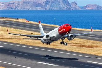 A Norwegian Boeing 737-800 aircraft with registration LN-ENQ at Madeira Airport