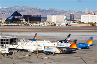 Airbus A320 aircraft of Allegiant Air with registration N302NV at Las Vegas Airport