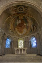 Western apse with its late 12th C. fresco of Christ in Glory in the Nevers Cathedral