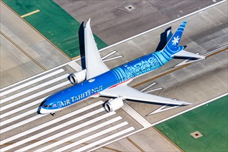 A Boeing 787-9 Dreamliner aircraft of Air Tahiti Nui with registration number F-OVAA at Los Angeles Airport