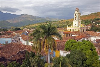 View over Trinidad and the bell tower of the Iglesia y Convento de San Francisco