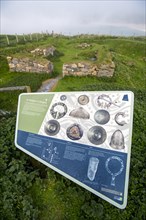 Information panel about St Ninian's Isle Treasure at the 12th-century chapel ruins
