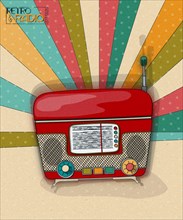Retro radio background template design with vintage radio and room for text
