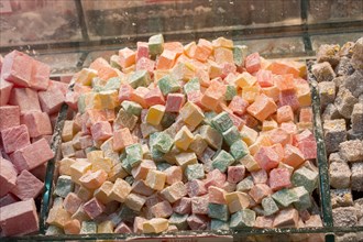 Load of traditional turkish delight lokum candy