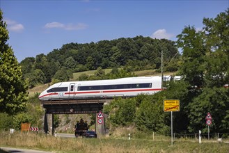 InterCityExpress ICE of Deutsche Bahn AG on the way on the Filstallinie
